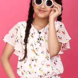V-Mart Gils Abstract Printed Bell Sleeves Smocking Top-image-36