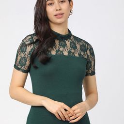Tokyo Talkies Green Lace Regular Top-image-13