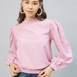 Marie Claire Pink Crepe Regular Top-image-73
