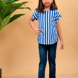 misbis Navy Blue Striped Top-image-33
