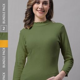 FBAR Pack of 2 High Neck Cotton Tops-image-74