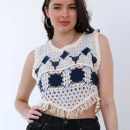 Boho By Athena Floral Print Fringed Cotton Top-image-7