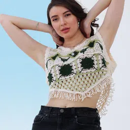 Boho By Athena Floral Print Fringed Cotton Top-image-58