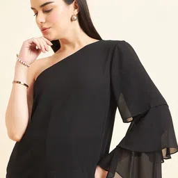 Gipsy One Shoulder Flared Sleeves Top-55