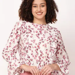 FUTURO Floral Printed Bell Sleeves Ruffles Top-image-6
