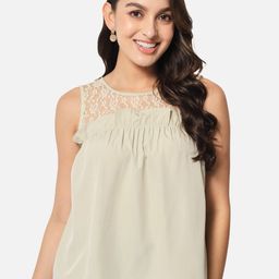 ALL WAYS YOU Sleeveless Lace Inserts Gathers Top-image-20