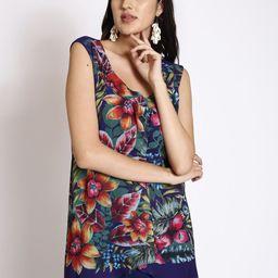 250 DESIGNS Floral Printed Scoop Neck Sleeveless Longline Georgette Top-picture-43
