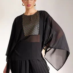 Pink Fort Polka Dots Printed Georgette Kaftan Top-picture-6