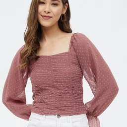 Harpa Pink Self Design Georgette Top-picture-17
