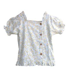 KiddoPanti Blue Floral Print Puff Sleeve Georgette Top-picture-13