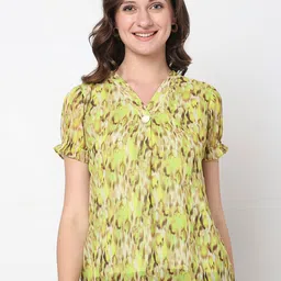 NOT SO PINK Abstract Printed V-Neck Georgette Top-picture-19