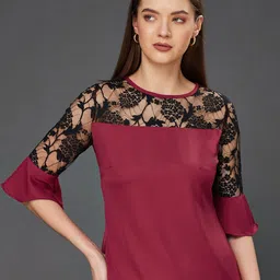 Miss Chase Solid Round Neck Relaxed Fit Regular Top-image-62