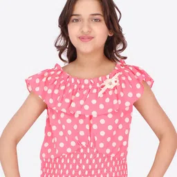 CUTECUMBER Pink Print Georgette Top-picture-40