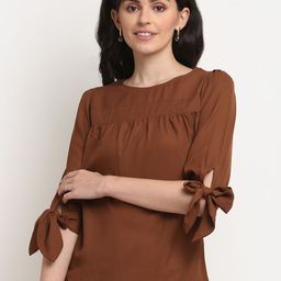 La Zoire Women Brown Solid Georgette Top-image-26