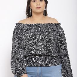 iki chic Black Animal Off-Shoulder Bardot Top-image-13
