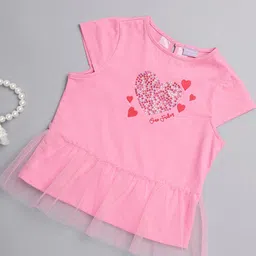 One Friday Girls Graphic Printed Cape Sleeves Cotton Top-image-93