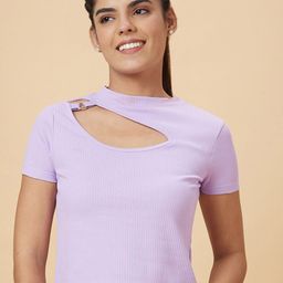 Globus Lavender Cut Out Detail High Neck Top-image-21