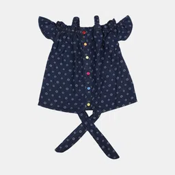 V-Mart Girls Polka Dot Printed Shoulder Straps Tie Ups Cotton A-Line Top-image-79