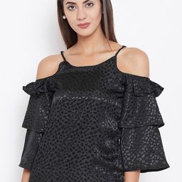 Ruhaans Black & plum perfect Animal Print Crepe Top-image-16