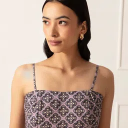 20Dresses Mauve and Purple Ethnic Print Crepe Bralette Crop Top-13