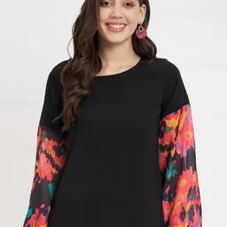 CHARMGAL Floral Print Flared Sleeve Crepe Top-image-50
