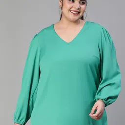 Oxolloxo V-Neck Puff Sleeve Crepe Top-picture-25