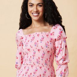 Globus Pink Floral Printed Bell Sleeves Top-image-87