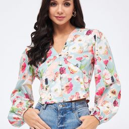 Harpa Floral Printed V-Neck Puff Sleeves Top-image-98