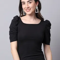 Sugathari Square Neck Puff Sleeve Fitted Top-picture-53