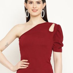 BAESD One Shoulder Puff Sleeve Cut-Outs Regular Top-image-73