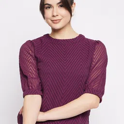 Mayra Self Design Puff Sleeve Casual Top-image-32