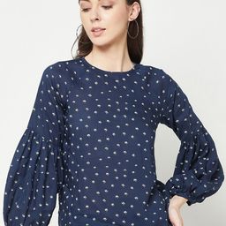 Crimsoune Club Conversational Printed Puff Sleeves Top-image-21