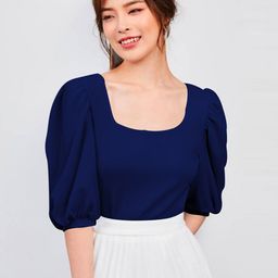 Dream Beauty Fashion Scoop Neck Puff Sleeve Top-picture-41
