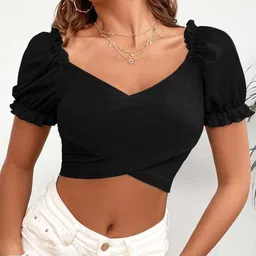 Stylecast X Slyck Puff Sleeve Ruffles Crop Top-image-86