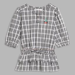 ELLE Black Checked Cinched Waist Top-14