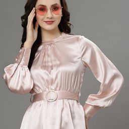 KASSUALLY Round Neck Waist Belt Feminine Frills Top-picture-44