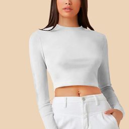 Dream Beauty Fashion Round Neck Long Sleeves Fitted Crop Top-picture-49