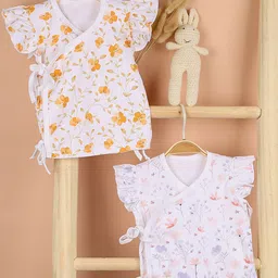 Moms Home Floral Print Flutter Sleeve Organic Cotton Top-image-104