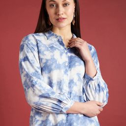 all about you Spread Collar Tie and Dye Shirt Style Top-picture-32