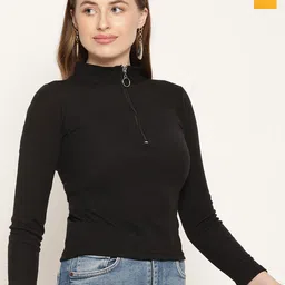 Miaz Lifestyle Pack Of 2 High Neck Long Sleeves Fitted Tops-picture-21