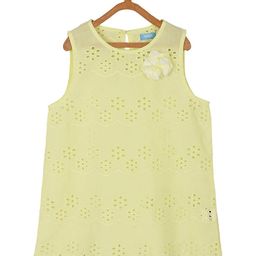 Miyo Lime Green Self Design Pure Cotton Regular Top-20