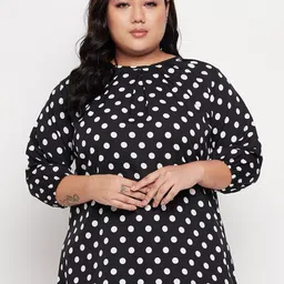 NABIA Plus Size Polka Dot Printed Regular Top-8
