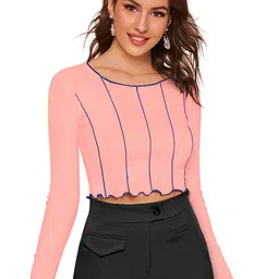 Sitanjali Striped Crop Fitted Top-image-84