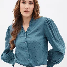 Kibo Mandarin Collar Puff Sleeve Cotton Shirt Style Top-picture-20