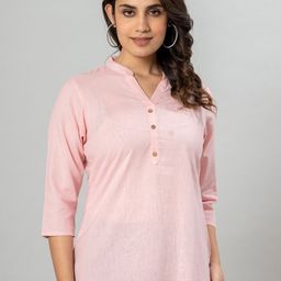 VEDANA Mandarin Collar Cotton Shirt Style Top-image-97