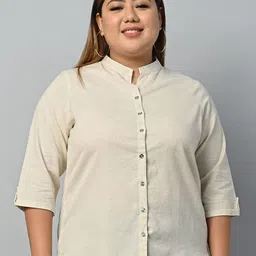 KALINI Mandarin Collar Cotton Shirt Style Top-picture-18