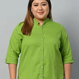 KALINI Mandarin Collar Cotton Shirt Style Top-image-52