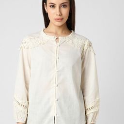 Van Heusen Woman Mandarin Collar Cotton Shirt Style Top-image-94