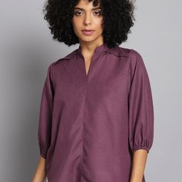 BROOWL Mandarin Collar Cotton Shirt Style Top-image-74