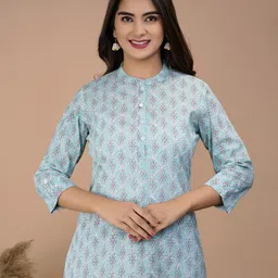 BAESD Ethnic Motif Printed Mandarin Collar Top-picture-43